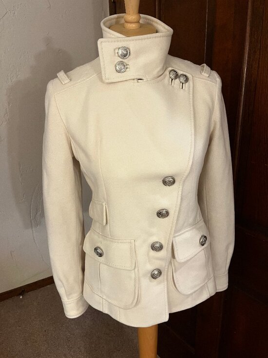 Laundry By Shelli Segal Jackets & Blazers - Laundry by Shelli Segal Ivory Wool Military Inspired Coat  Size 2
